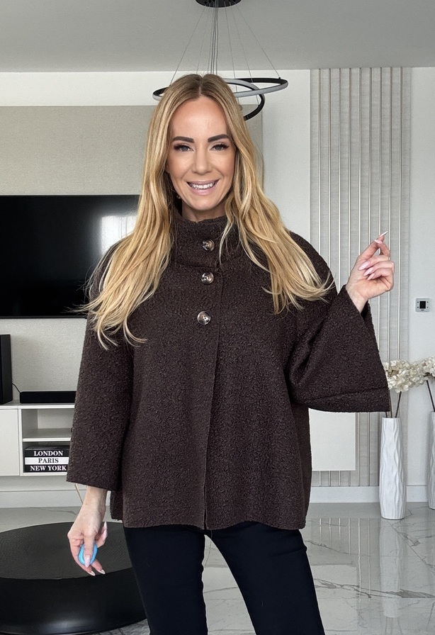 Roselyn kabátka étcsokoládé – Női átmeneti kabát – Innova Fashion
